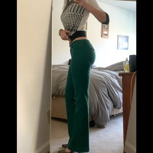 Theory Forest Green Stretch Flare Pants